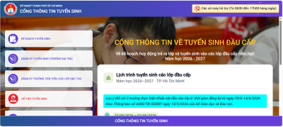 Thông báo và Hướng dẫn tuyển sinh Online lớp 6 NH 2026-2027